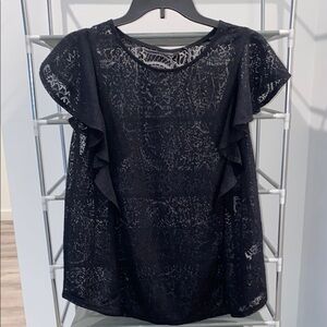Elegant Black Lace Ruffle Top